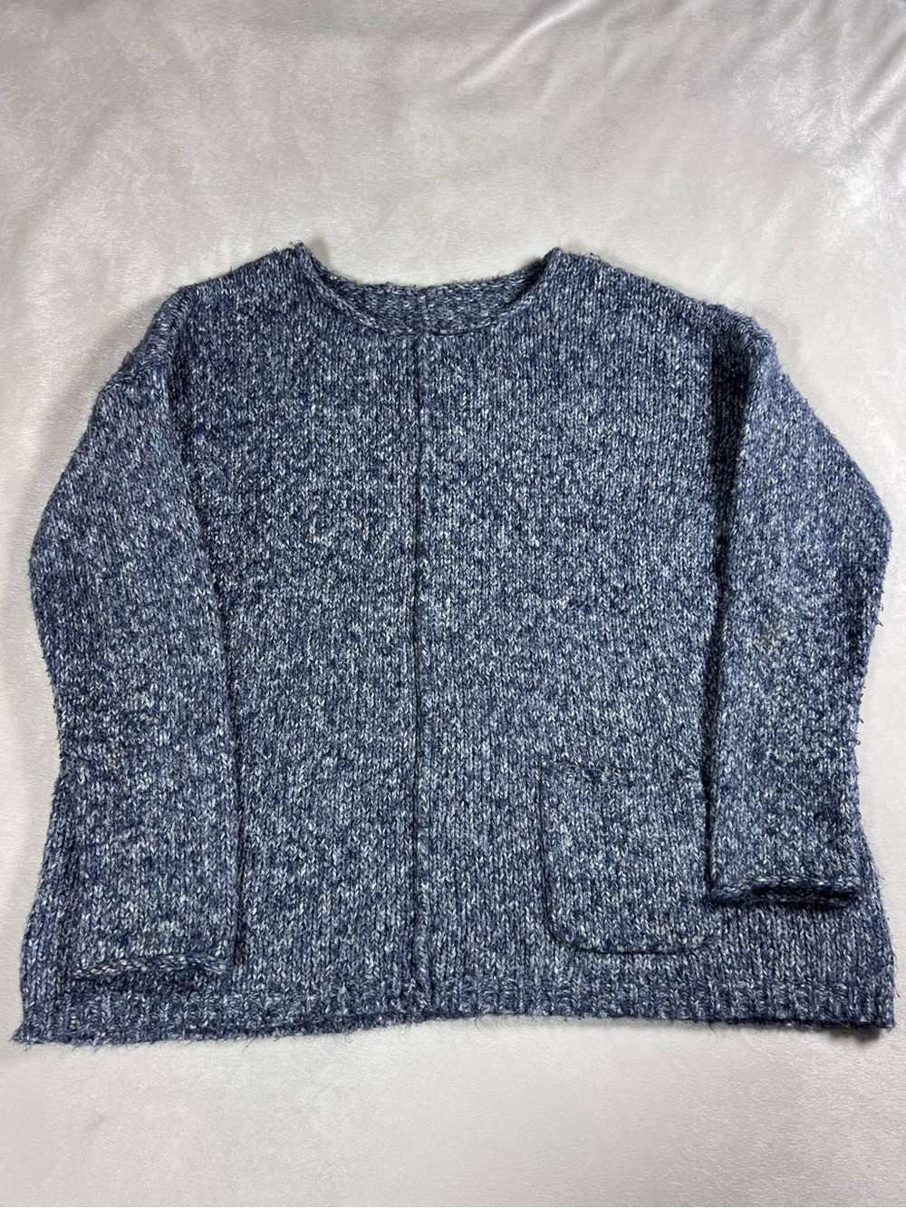 J. JILL PURE JILL Sweater Size L Blue Marled Long Sleeve w/ Pocket